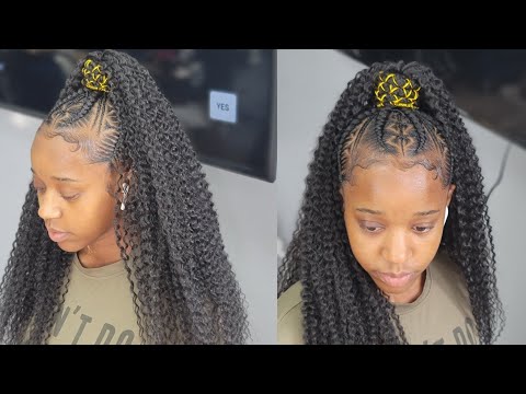 Half up half down| Half crochet braids half feedin