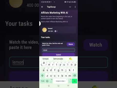 Affiliate Marketing With Al tapswap video code#earnings #earningapps #tapswapcode