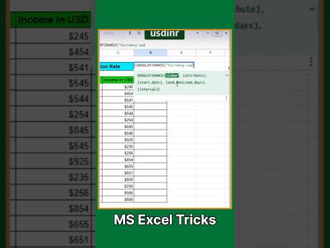 USD TO INR Convert | How To Convert USD To INR in Excel | #shorts #short #msexcel #rupees #exceltips