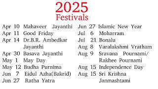 2025 Festivals List