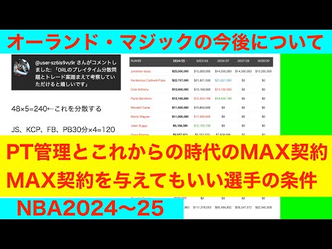 オーランド・マジック「PT管理とこれからの時代のMAX契約」NBA2024〜25