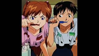 the Neon Genesis Evangelion franchise anime funny moments asuka and shinji|#animefunnymoments