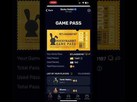 ROCKY RABBIT GAME PASS CODE. #Rockyrabbit #gamepass code