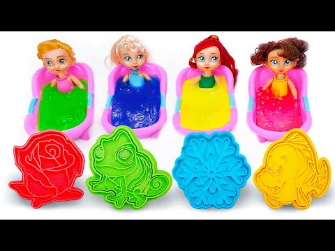 Disney Princess in Slime Bath & Play Doh Fun | Learn Colors | Preschool Toddler Learning Video