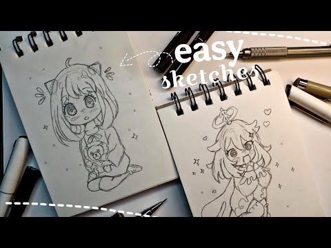 cute easy characters sketches ✨ chibies #drawing #anime