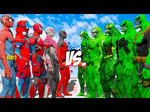 TEAM SPIDER-MAN VS TEAM VENOM GREEN  - EPIC SUPERHEROES WAR