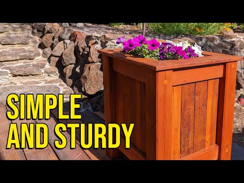 Simple redwood planter box. Easy outdoor woodworking project.