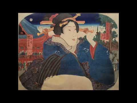 歌川国芳 Utagawa Kuniyoshi (1797~1861)《にぎわいぞろい ・ 浅草のにぎわい》団扇絵判 錦絵 一枚 江戸時代 安政2年(1855)東京国立博物館 蔵