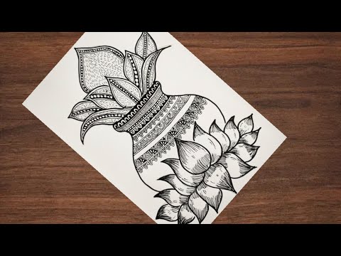 kalash mandala art, easy mandal art step by step tutorial for beginners, drawing mandala art