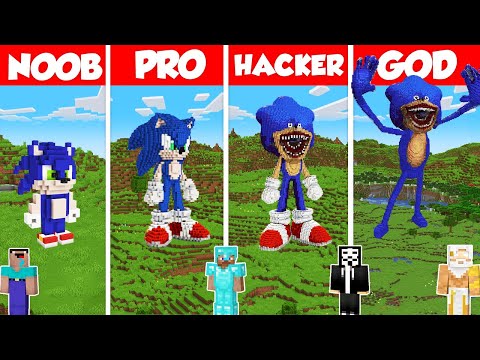 Shin Sonic Statue Build Battle Challenge - Noob vs Pro vs Hacker vs God - Minecraft Animation