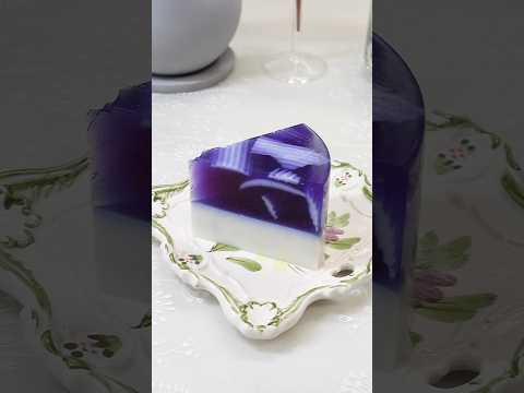 Coconut butterfly pea agar cake #dessert recipe #shorts