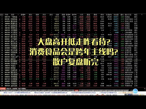 大盘高开低走咋看待？消费食品会是跨年主线吗？散户复盘听完