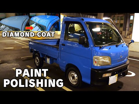 Diamond formulated glass coating is applied to Kei truck.