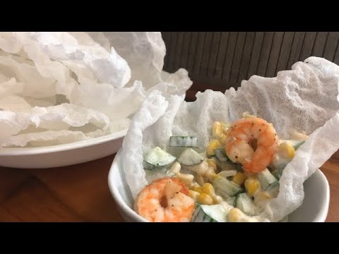 米紙新吃法 炸米紙&沙拉/Fried rice paper& Salad/揚げライスペーパー、サラダ/볶음밥, 샐러드