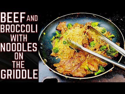 BETTER THAN TAKEOUT! BEEF AND BROCCOLI WITH NOODLES ON THE GRIDDLE - EASY ASIAN RECIPE!