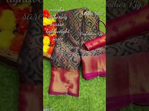 #meesho #unboxing #brasso saree  #under 500/_