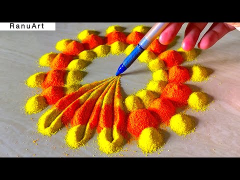 navratri special rangoli designs 🌺 easy round flower rangoli designs 🌺Ranu Art