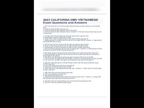 2023 CALIFORNIA DMV VIETNAMESE Exam Questions and Answers