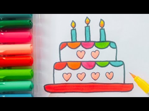 Drawing and Painting  Cake for Kids & Toddlers | Simple Drawing, Coloring #drawing