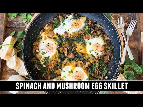 Spinach and Mushroom Egg Skillet | Quick & Easy ONE-PAN Recipe