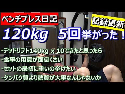 【ベンチプレス日記】120kg 5回挙がった！　2023年3月1日（水）