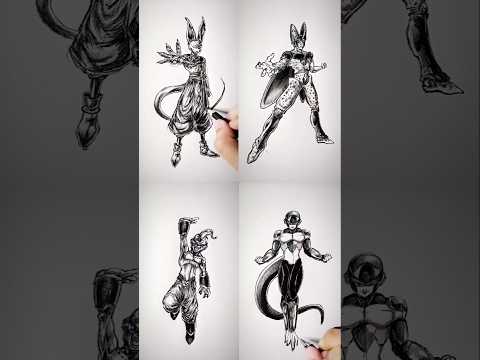 Speed drawing StickDragonBall Villains 😳 #shorts #anime #drawing