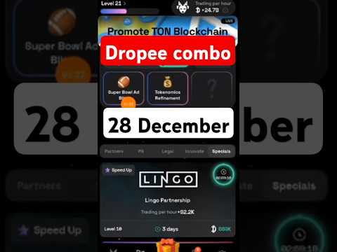 Dropee Daily Combo 28-29 December | New Daily Combo Card 28 December |Daily Combo DropeeYour