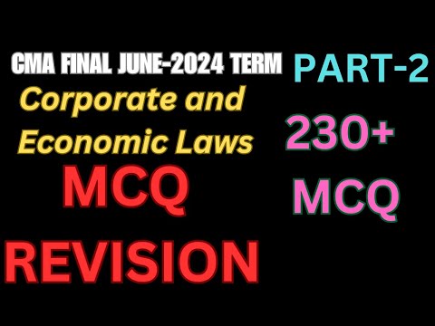 CMA Final Law MCQ Revision Corporate And Economic Law MCQ CMA Final LAW MCQ Revision Video #cma #yt