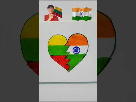 Indian Flag 🇮🇳 Drawing With Lithuania 🇱🇹 Flag | Independence day shorts | #shorts #shortfeed