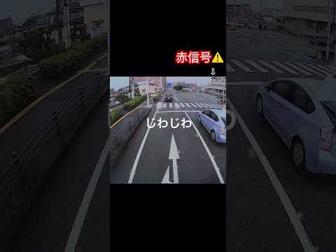 信号赤ですがじわじわ進んじゃいます　　ブレーキ故障？#ドラレコ #車載動画#トレーラー#ブレーキ#信号機