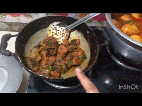 Veg Chicken lekunda chicken fry & Kandha toh egg pulusu #eggrecipes #food #cookingvlog #foodvideos