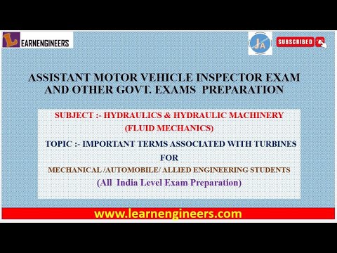 IMPORTANT TURBINE DEFINITIONS FROM HYDRAULICS FOR ASSISTANT MOTOR VEHICLE INSPECTOR & TECHNICAL EXAM