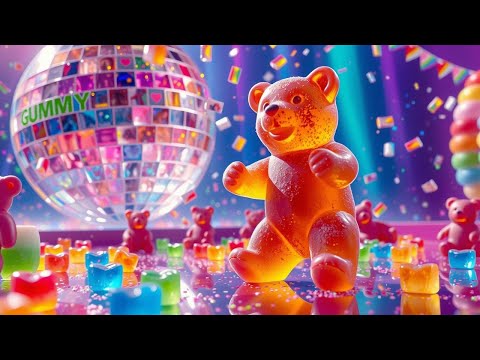 Gummy bear dancing l Sugar Bear Dance-Off l Group dance animation l Colorful gummy bear characters