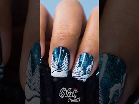 Winter Scenery Nail Art❄️ #natdenail #shorts #nailarttutorial #nails