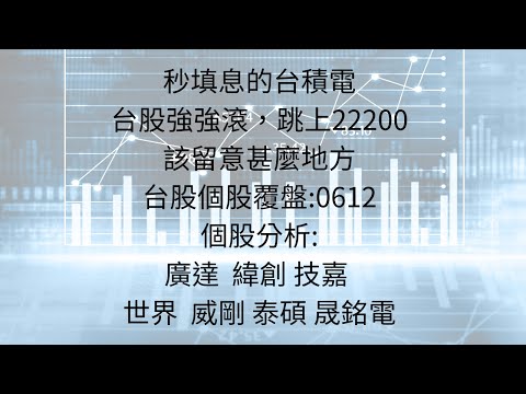 6月13日:跳空除息秒填息的台積電，台股持續創高，該注意留意甚麼? #台積電 #蘋概股 #輝達 #AI #機器人概念股 #廣達 #技嘉 #緯創 #世界 #泰碩 #晟銘電 #威剛