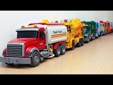 Heavy city Trucks dump truck, cleaning truck  Let's make a line of cars