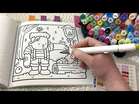 ASMR Color With Me | More Cute & Spooky Coloring (whispered, marker sounds