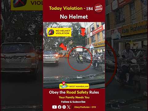 TODAY VIOLATION - 184 Guard your Ride with the safety of a helmet #chennaitrafficpolice #otr