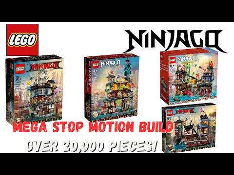 Ninjago City Modular 32,947 pic Compilation - City, Docks, Gardens and Markets - Stop Motion Build