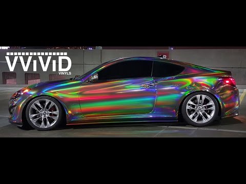 VViViD Holographic Black Chrome Vinyl Wrap Night Walk Around CRAZY!