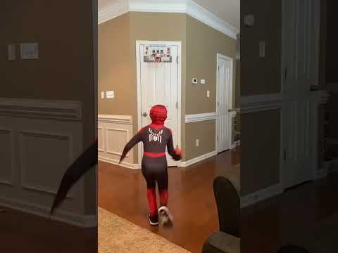 Spider-Man working in his game! Basketball camps start next week! #spiderman #basketball