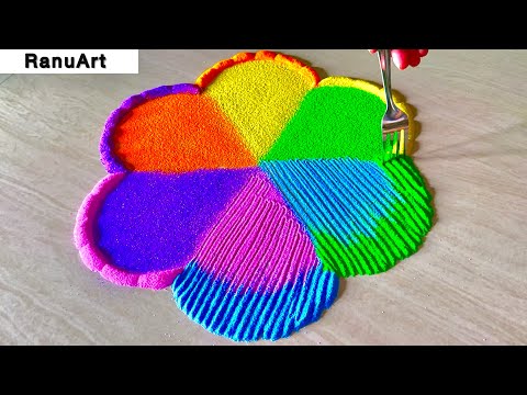 2 simple rangoli patterns🌼 how to make easy and beautiful rangoli 🌼RanuArt Rangoli🌼✨