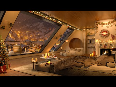 Noel Nights in Jazz 2025 🎄 | Cozy Bedroom Fireplace Ambience with Soothing Holiday Tunes