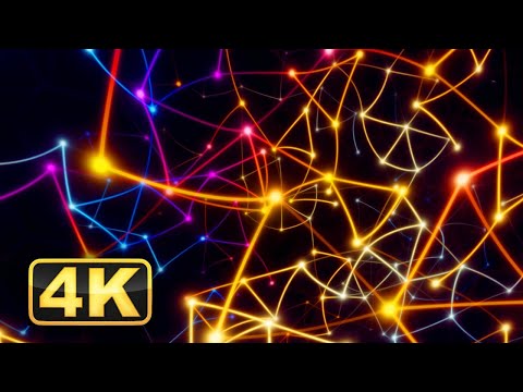 Abstract Colorful Constellations! 4K Network Geometric Shapes! Sci-Fi Screensaver for Relaxing