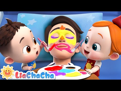 Making Daddy Look Like an Animal 🎨| Making an Animal Face | Kids Songs & Nursery Rhymes | LiaChaCha