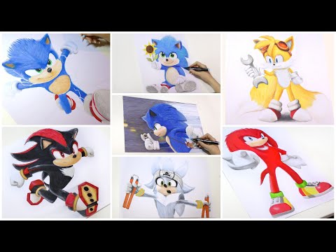 Drawing Sonic Characters - Sonic Movie Compilation