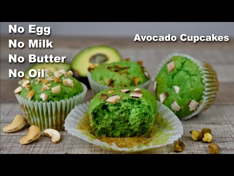 Super Moist Avocado Cupcakes | No Egg No Milk No Butter Cupcakes