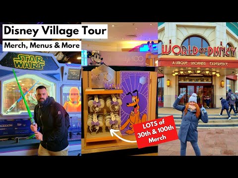 Disney Village FULL Tour - Menus & Prices, 30th & 100th Merch And Showing You What there Is