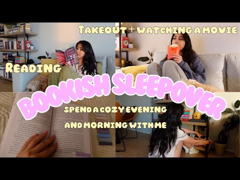 Have a cozy bookish sleepover with me 📚🤎reading vlog, getting takeout + movie, TTPD talk, GRWM