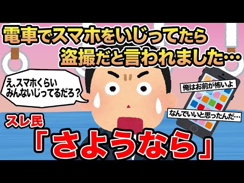 【報告者キチ】電車でスマホをいじってたら盗撮だと言われました...→スレ民「さようなら」